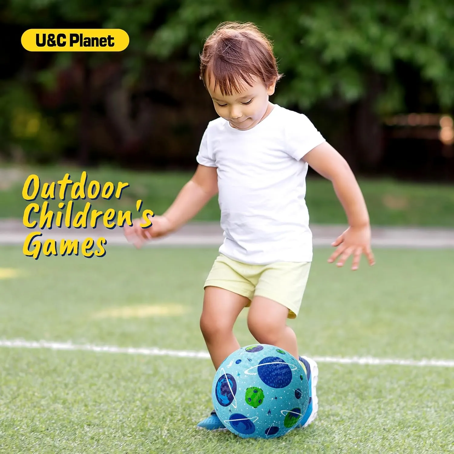 U&C Planet 2 Packs Playground Balls for Toddler Kids 8.5 inches Cartoon Rubber Ball with Pump Dodgeball Kickball Outdoor Indoor Game Great Gift for Boys Girls Aged 1 and Above