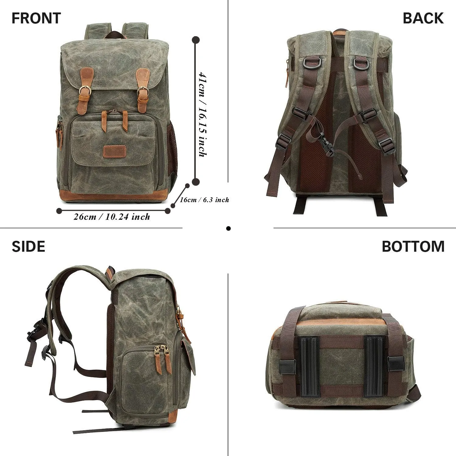 UBAYMAX Camera Backpack, DSLR SLR Waterproof Canvas Camera Bags Rucksack 15.6 inch Laptop Bag Travel Bag for Canon Nikon Sony Camera and Lens Tripod Accessories
