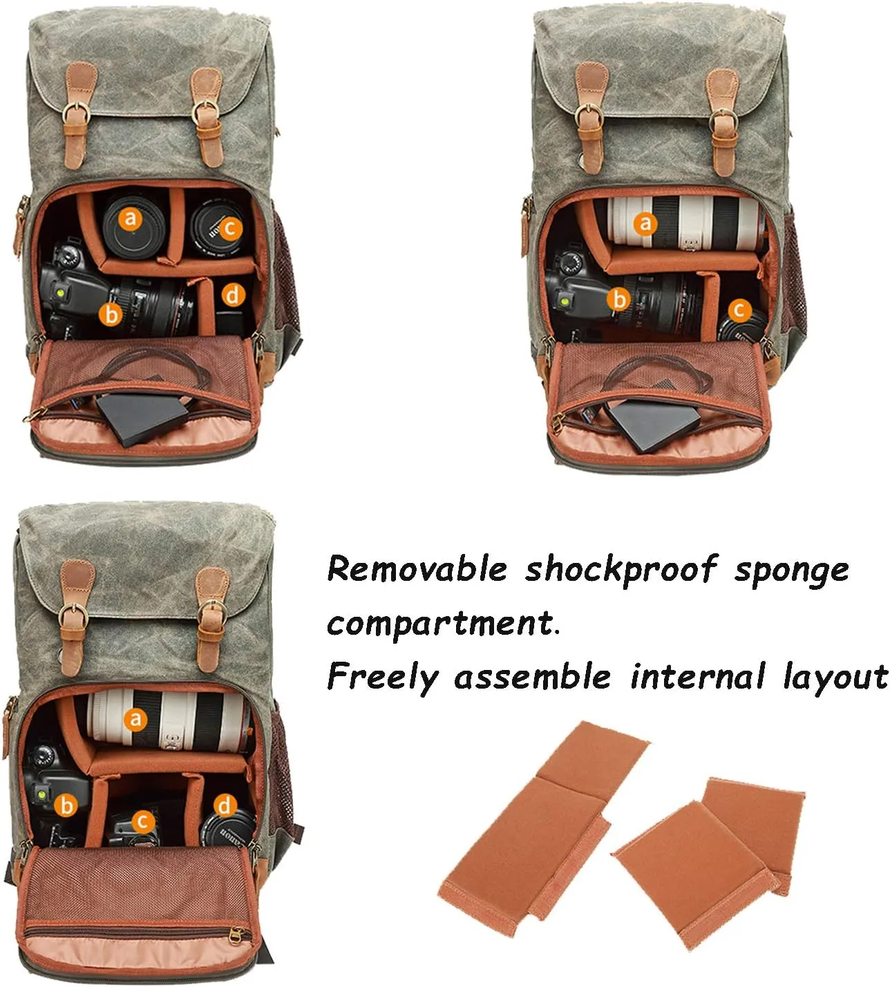 UBAYMAX Camera Backpack, DSLR SLR Waterproof Canvas Camera Bags Rucksack 15.6 inch Laptop Bag Travel Bag for Canon Nikon Sony Camera and Lens Tripod Accessories