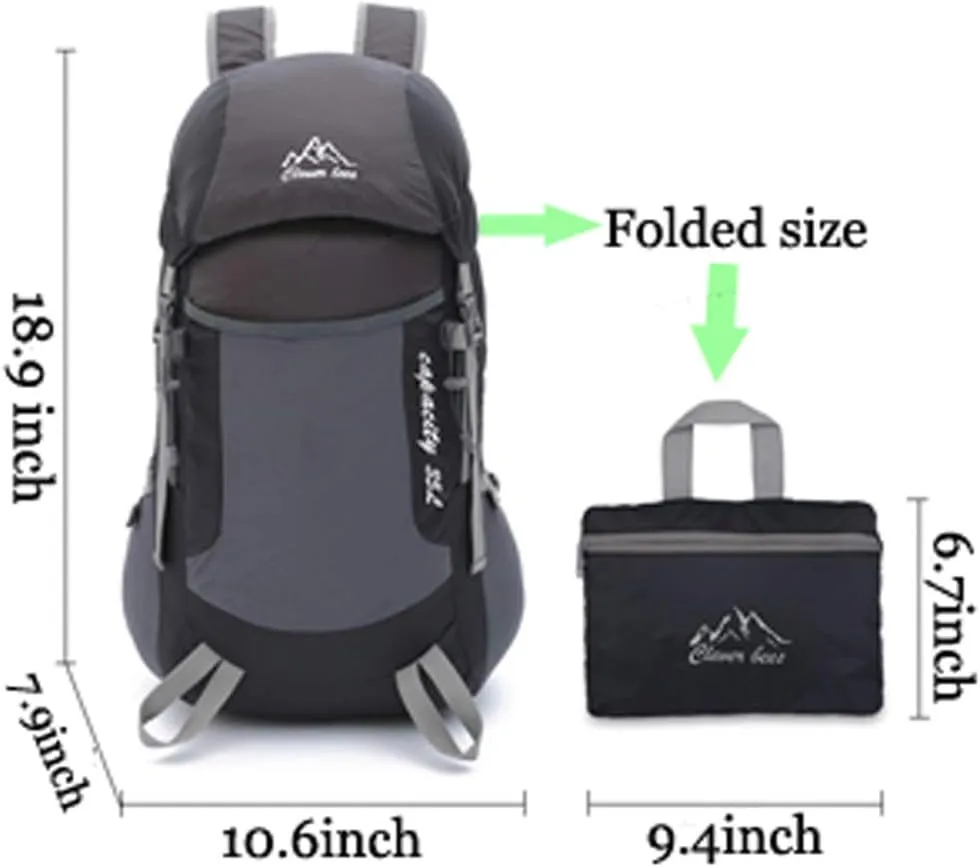 Ultralight Durable 35L Foldable Hiking Daypacks Water-Resistant Lightweight Travel Backpack Blue