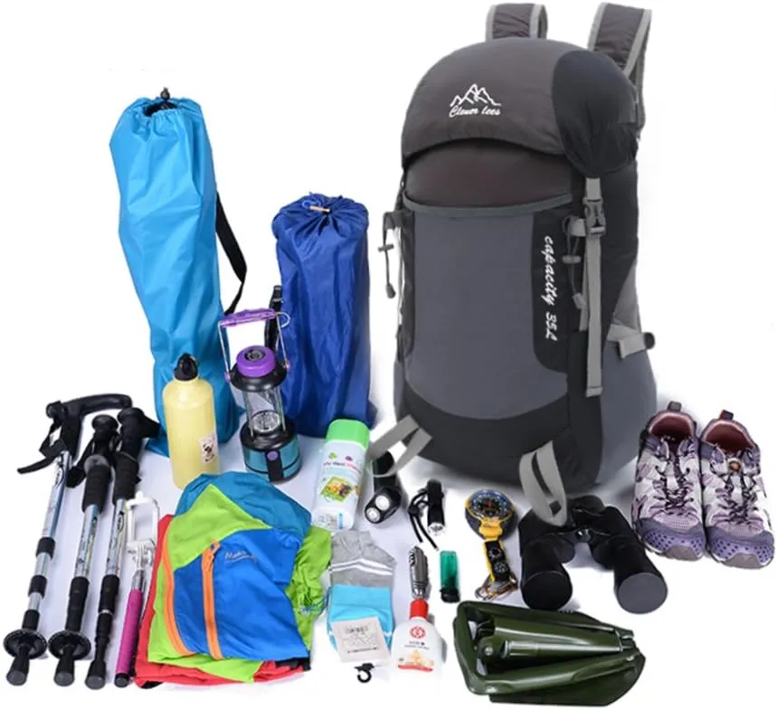 Ultralight Durable 35L Foldable Hiking Daypacks Water-Resistant Lightweight Travel Backpack Blue