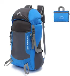 Ultralight Durable 35L Foldable Hiking Daypacks Water-Resistant Lightweight Travel Backpack Blue