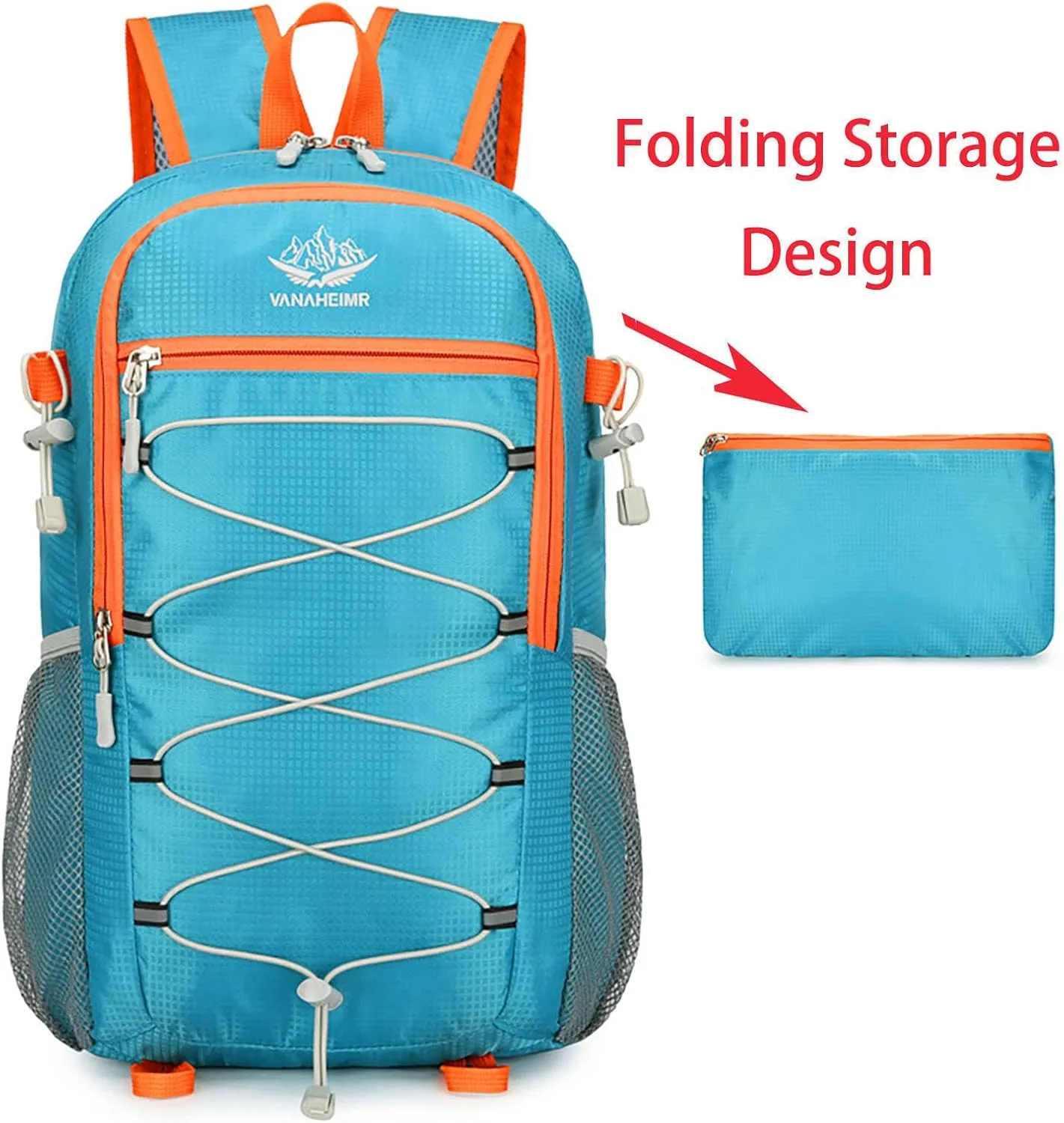 Ultralight Packable Hiking Backpack 17 Inch Waterproof Travel Daypack for Camping Outdoor (Sky Blue)