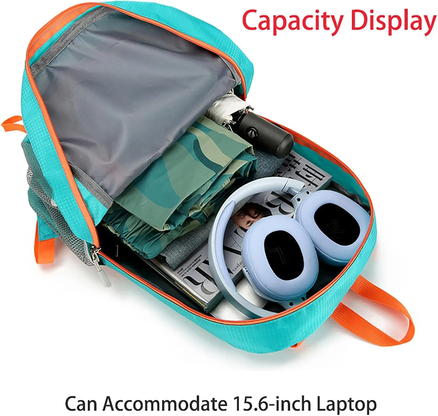Ultralight Packable Hiking Backpack 17 Inch Waterproof Travel Daypack for Camping Outdoor (Sky Blue)