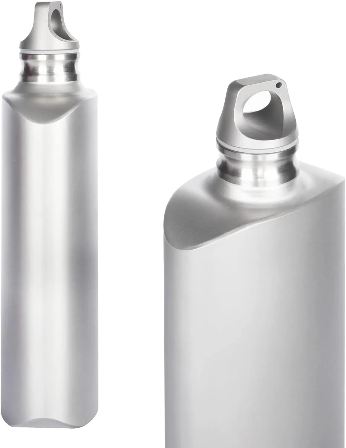 Ultralight Titanium Water Bottle 600ml/21.1 fl oz - Outdoor Camping Hiking Sports Hydration Bottle with Insulating Thermal Sleeve & Leakproof Clip Loop Cap - Slim Design…