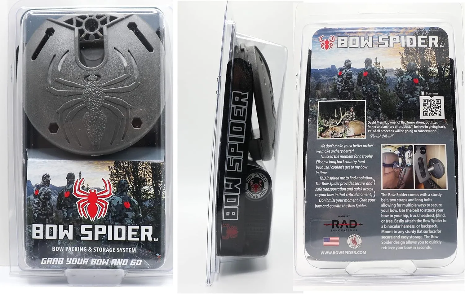 Universal Hands Free Bow Carrying/holder/hook/carrier System for Archery Hunting, 3D shooters; Lightweight for Compound or Recurve- attaches to belt, backpack, tree, wall, headrest, 4x4.