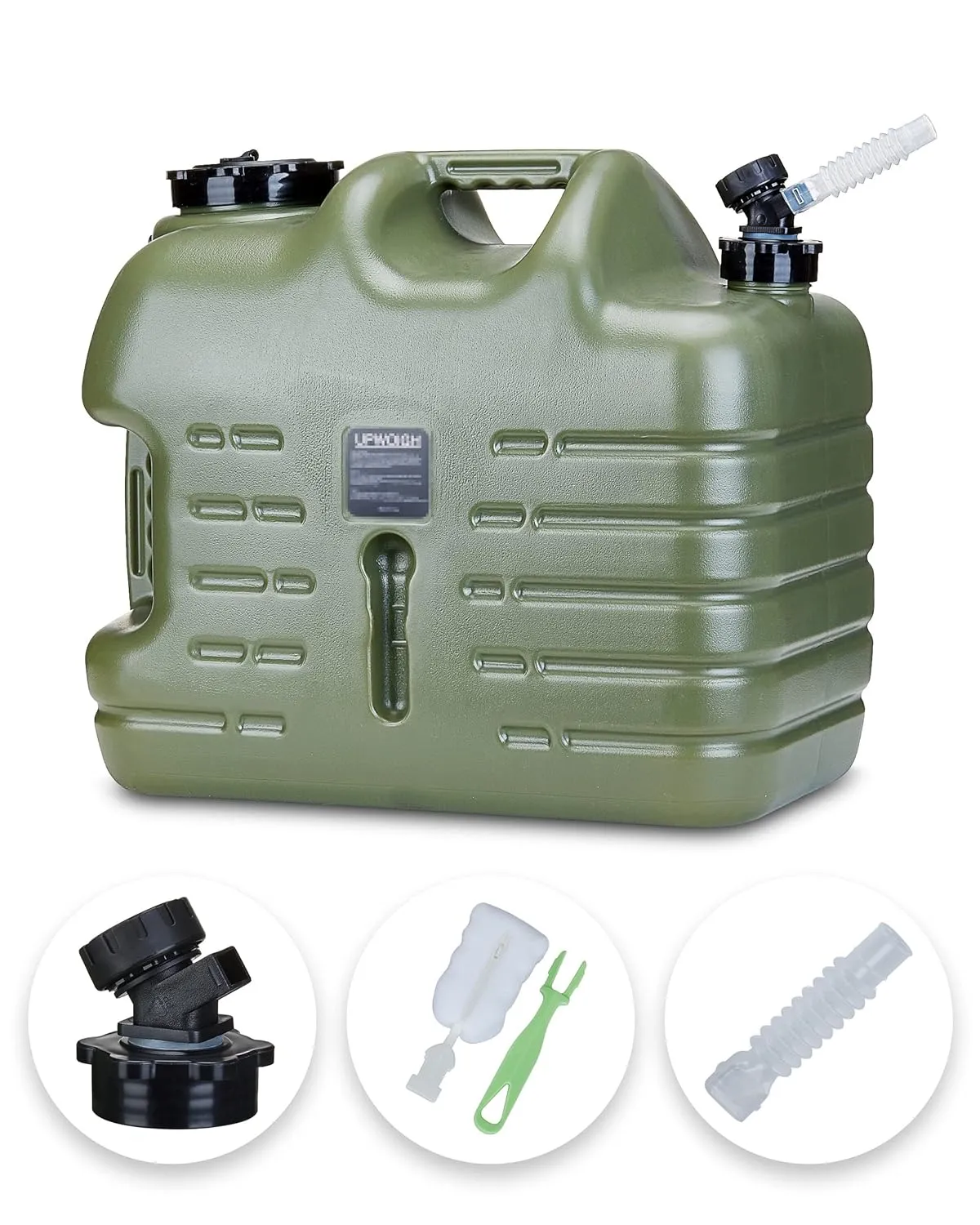 UPWOIGH Camping Water Container, 6.6 Gallon Big Water Jug(25L), Truly No Leakage Water Storage, Military Green Water Tank,BPA Free Overlanding Gear
