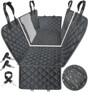 URPOWER 6-in-1 Dog Car Seat Cover for Back Seat, Waterproof Dog Car Hammock with Mesh Window & Side Flap, 40/60 Split Pet Backseat Protector for Car, SUV, Truck