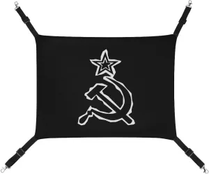 USSR Hammer and Sickle Cat Hanging Hammock Soft Breathable Pet Cage Dog Hammock with Adjustable Straps and Metal Hooks