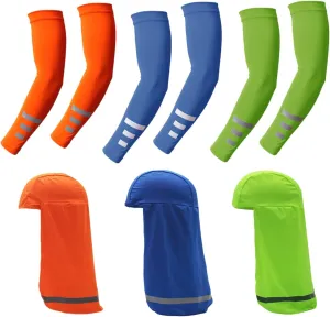 UV Sun Protection Compression Arm Sleeves Balaclava Face Mask Cooling Sport Sleeves for Men Women Outdoor Essential