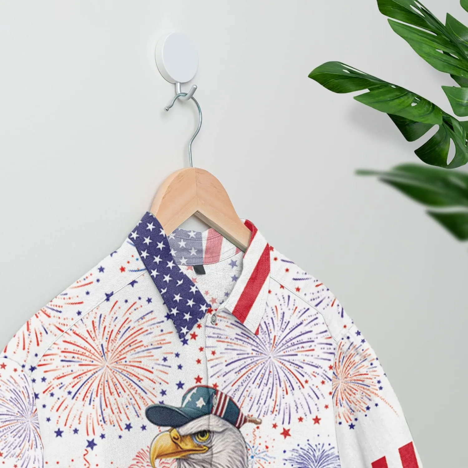 V-DECORPARKS Tropical Beer Men's Hawaiian Shirts Short Sleeve Custom Button Down America Patriotic Hawaiian Shirt