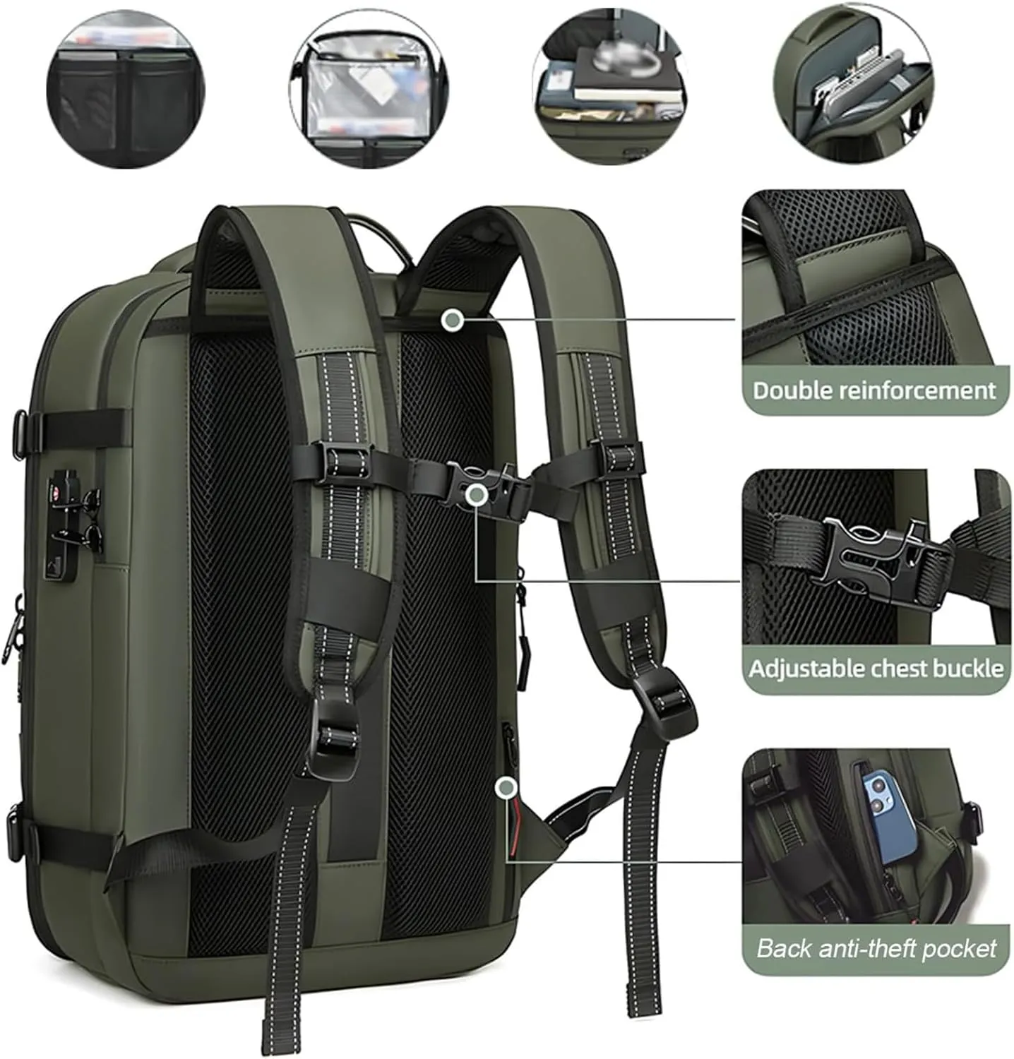 Vaccage - Vaccage Backpack, 60L Expandable Vacpack Backpack Vacuum Compression, Large Capacity Anti Theft Travel Back Pack (Gray)