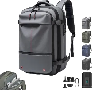 Vaccage - Vaccage Backpack, 60L Expandable Vacpack Backpack Vacuum Compression, Large Capacity Anti Theft Travel Back Pack (Gray)