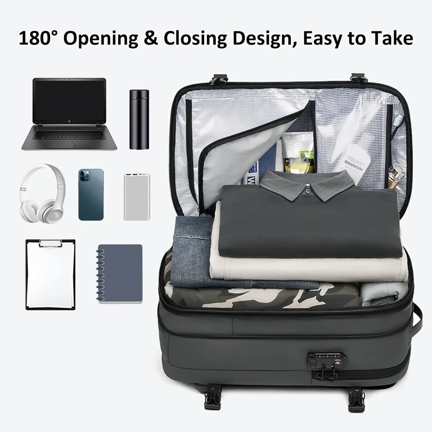 Vacpack Backpack, Airbag Backpack, Backpack with Vacuum Compression, Airpack Backpack with Pump, 60L Large Capacity Waterproof Anti-Theft Travel Backpack (A-Black)