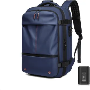 Vacpack Vacuum Backpack with Pump,60L Waterproof TSA Lock Travel Backpack, Expandable Airbag,with Vacuum Seal Compression (Blue)