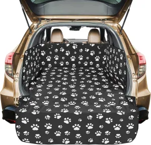 Veckle Cargo Liner, SUV Cargo Cover for Dogs with Side Flaps Hammock Water Resistant Nonslip Dog Seat Cover Area Protector Scratchproof for SUVs Sedans Vans, Paw Print