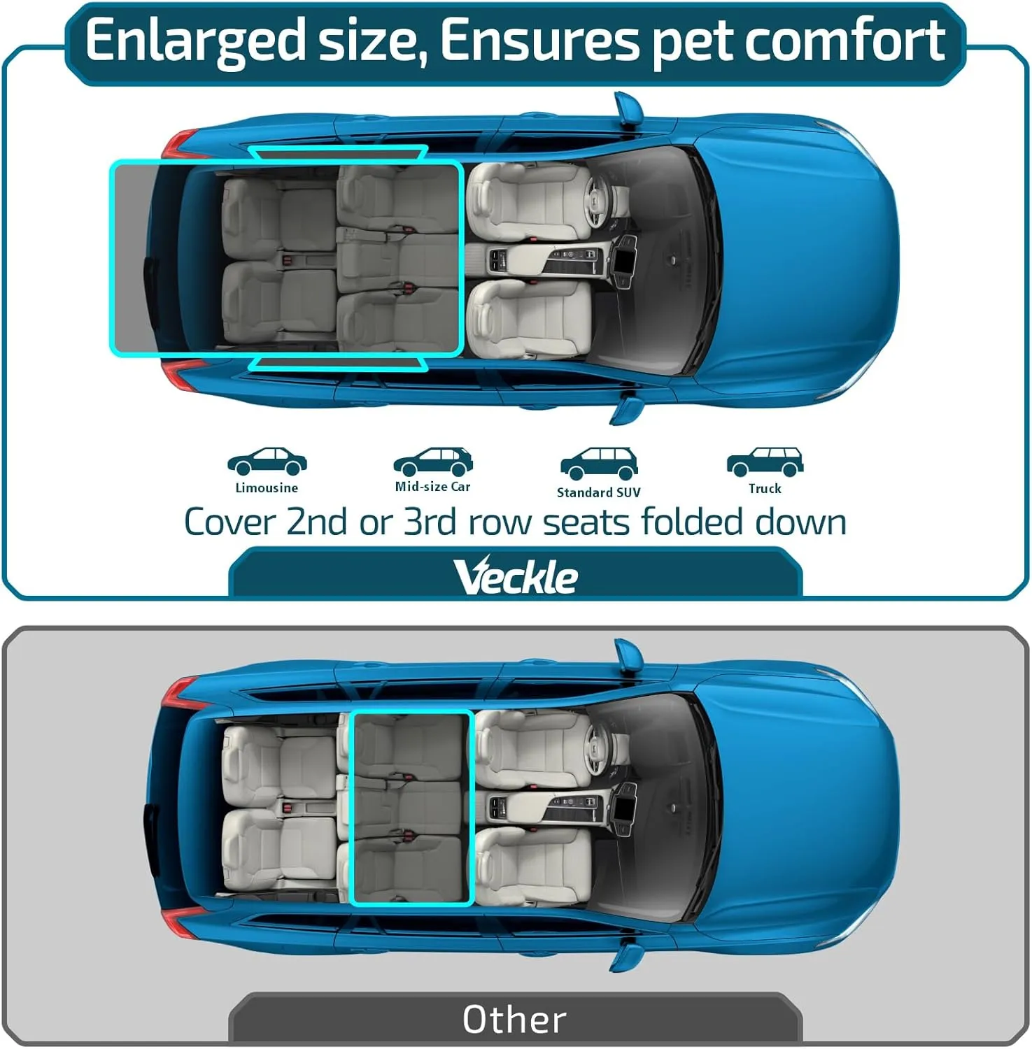 Veckle Cargo Liner, SUV Cargo Cover for Dogs with Side Flaps Hammock Water Resistant Nonslip Dog Seat Cover Area Protector Scratchproof for SUVs Sedans Vans, Paw Print