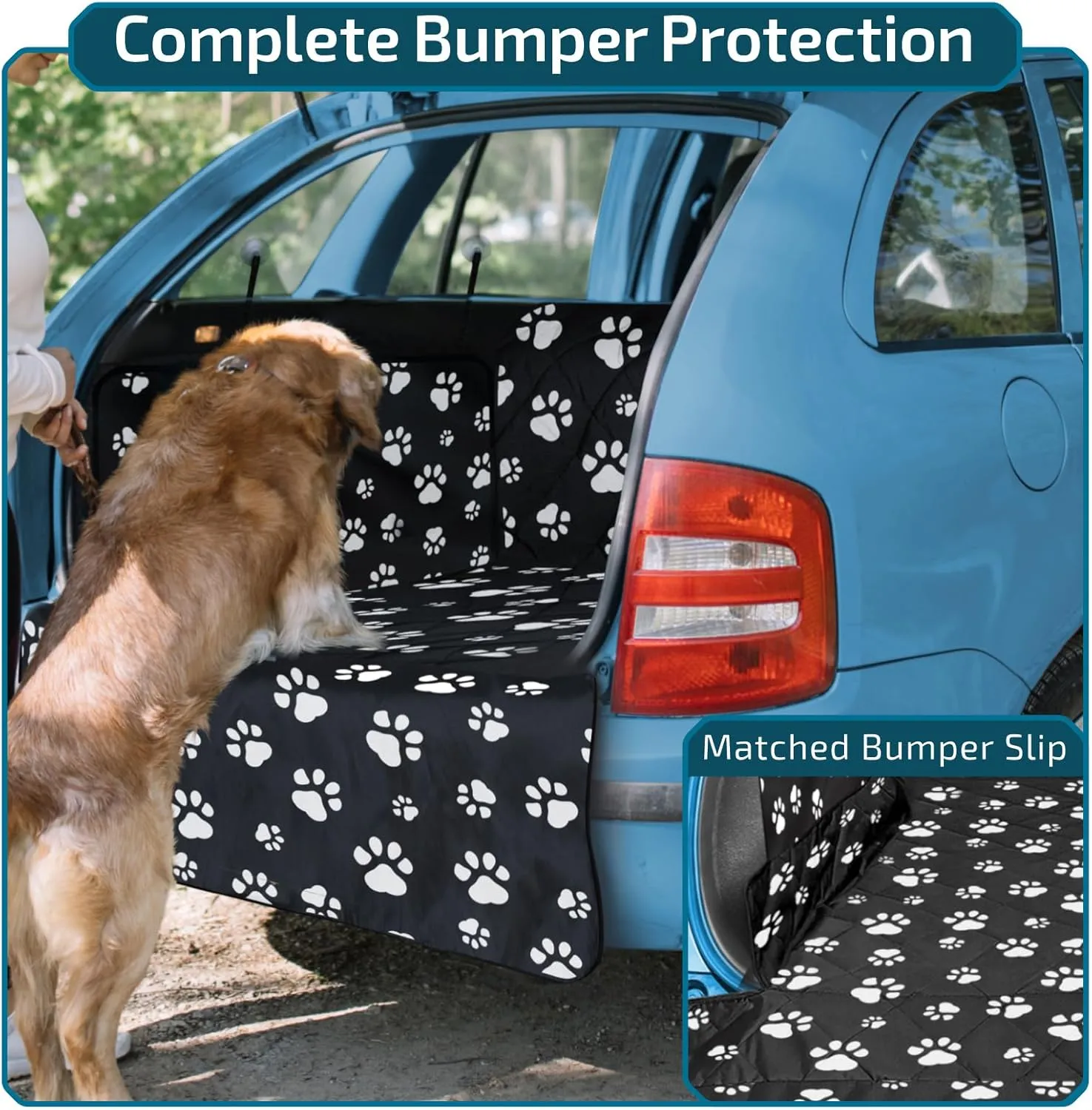 Veckle Cargo Liner, SUV Cargo Cover for Dogs with Side Flaps Hammock Water Resistant Nonslip Dog Seat Cover Area Protector Scratchproof for SUVs Sedans Vans, Paw Print