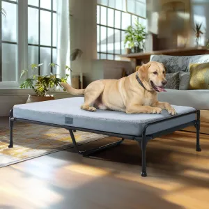 Veehoo Elevated Raised Dog Bed Removable Dog Cot Mat-Cooling Outdoor Large Pet Bed Three-Sided Guardrail Raised Pet Cot Hammock Bed with Bolster-47 x 29",XXL,Black