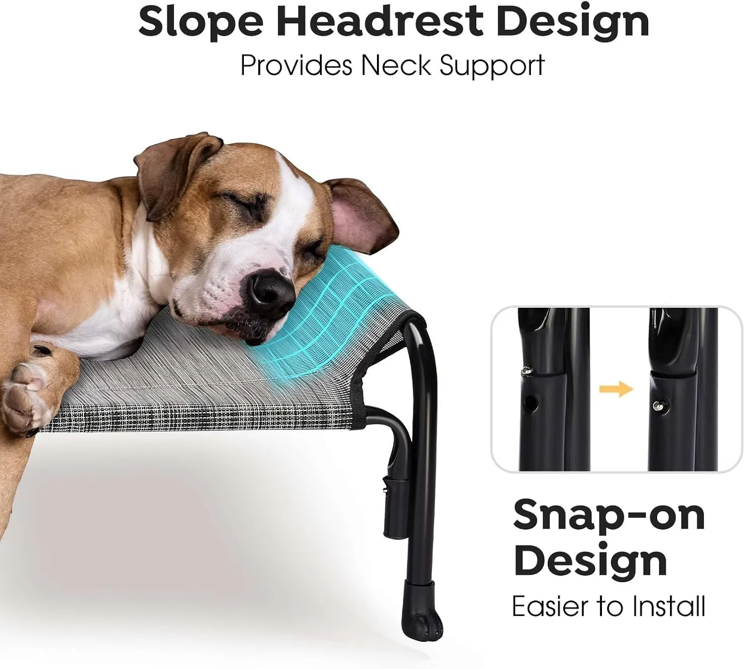 Veehoo XXL Outdoor Elevated Dog Bed, Raised Dog Cot for Extra Large Dogs, Cooling Washable Waterproof Pet Hammock Beds with Slope Headrest, Breathable Mesh and Sturdy Frame, XX-Large, CWC2204