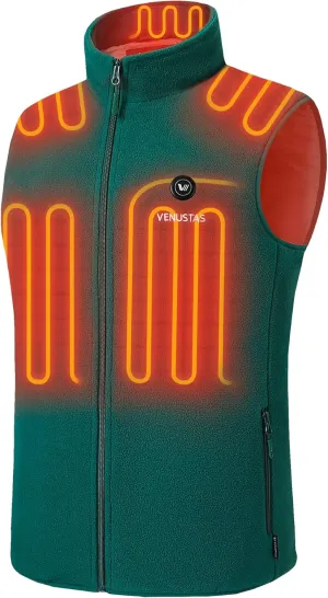 Venustas Men's Fleece Heated Vest with Battery, Lightweight Insulated Electric Vest