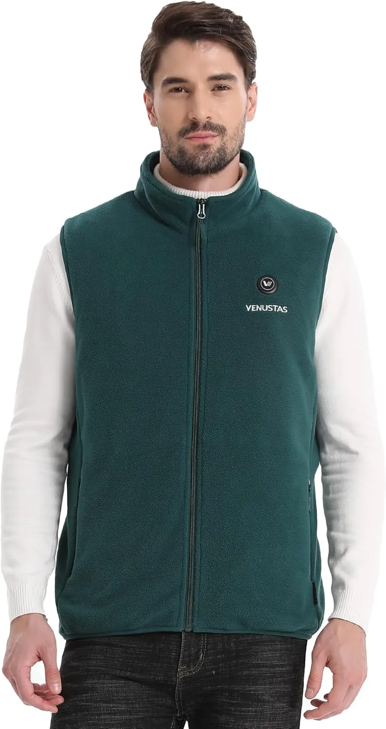 Venustas Men's Fleece Heated Vest with Battery, Lightweight Insulated Electric Vest