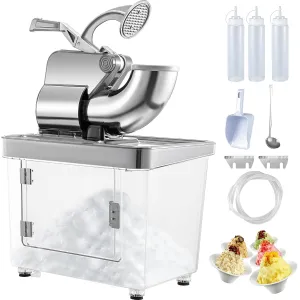 VEVOR 110V Commercial Ice Crusher 661LBS/H, ETL Approved 300W Electric Snow Cone Machine with Dual Blades, Stainless Steel Shaved Ice Machine with Safety On/Off Switch for Family, Restaurants, Bars