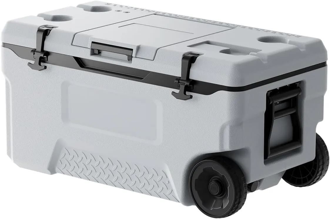 VEVOR Ultra-Light Hard Cooler, Ice Retention Cooler with Heavy Duty Handle, Ice Chest Lunch Box for Camping, Travel, Outdoor, Keeps Cool for up to 6 Days, 30% Lighter Than Rotomolded Coolers