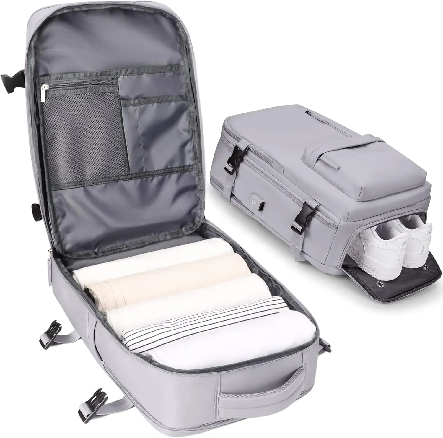 VGCUB Large Travel Backpack Bag for Women Men,Carry on Backpack,17 Inch Laptop Business Work Waterproof Backpack with Laptop Compartment,Person Item Flight Approved,Mochila de Viaje,Grey Large
