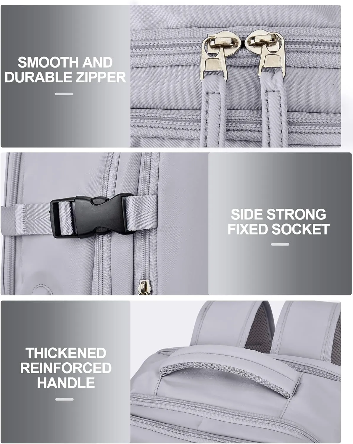 VGCUB Large Travel Backpack Bag for Women Men,Carry on Backpack,17 Inch Laptop Business Work Waterproof Backpack with Laptop Compartment,Person Item Flight Approved,Mochila de Viaje,Grey Large