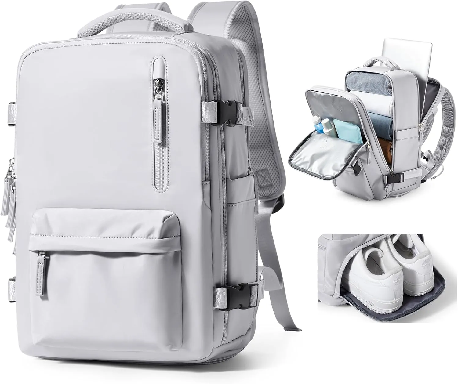 VGCUB Large Travel Backpack Bag for Women Men,Carry on Backpack,17 Inch Laptop Business Work Waterproof Backpack with Laptop Compartment,Person Item Flight Approved,Mochila de Viaje,Grey Large