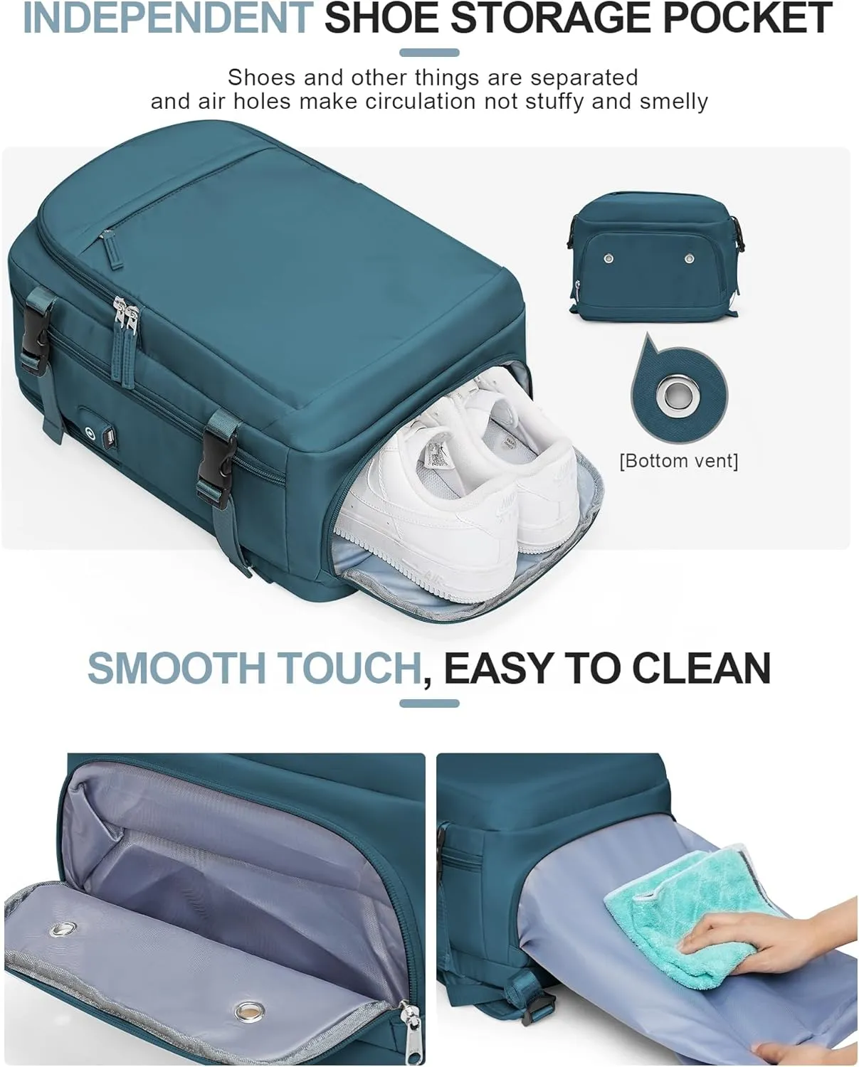 VGCUB Travel Backpack for Women Men Large Work Gym Frontier Airlines Personal Item Bag Business Airport lightweight Daypack Carry on Flight Approved Airplane Backpack Mochilas de Viaje Peacock Blue