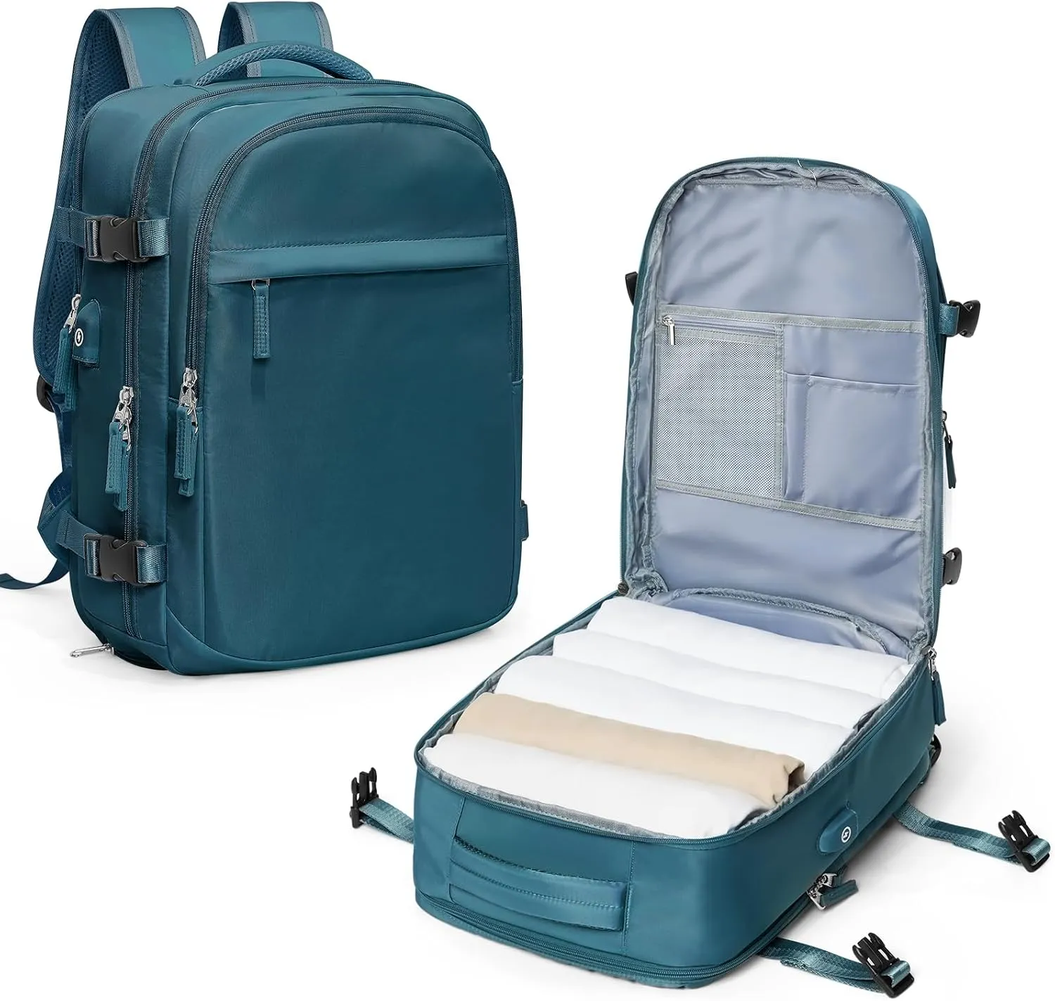 VGCUB Travel Backpack for Women Men Large Work Gym Frontier Airlines Personal Item Bag Business Airport lightweight Daypack Carry on Flight Approved Airplane Backpack Mochilas de Viaje Peacock Blue