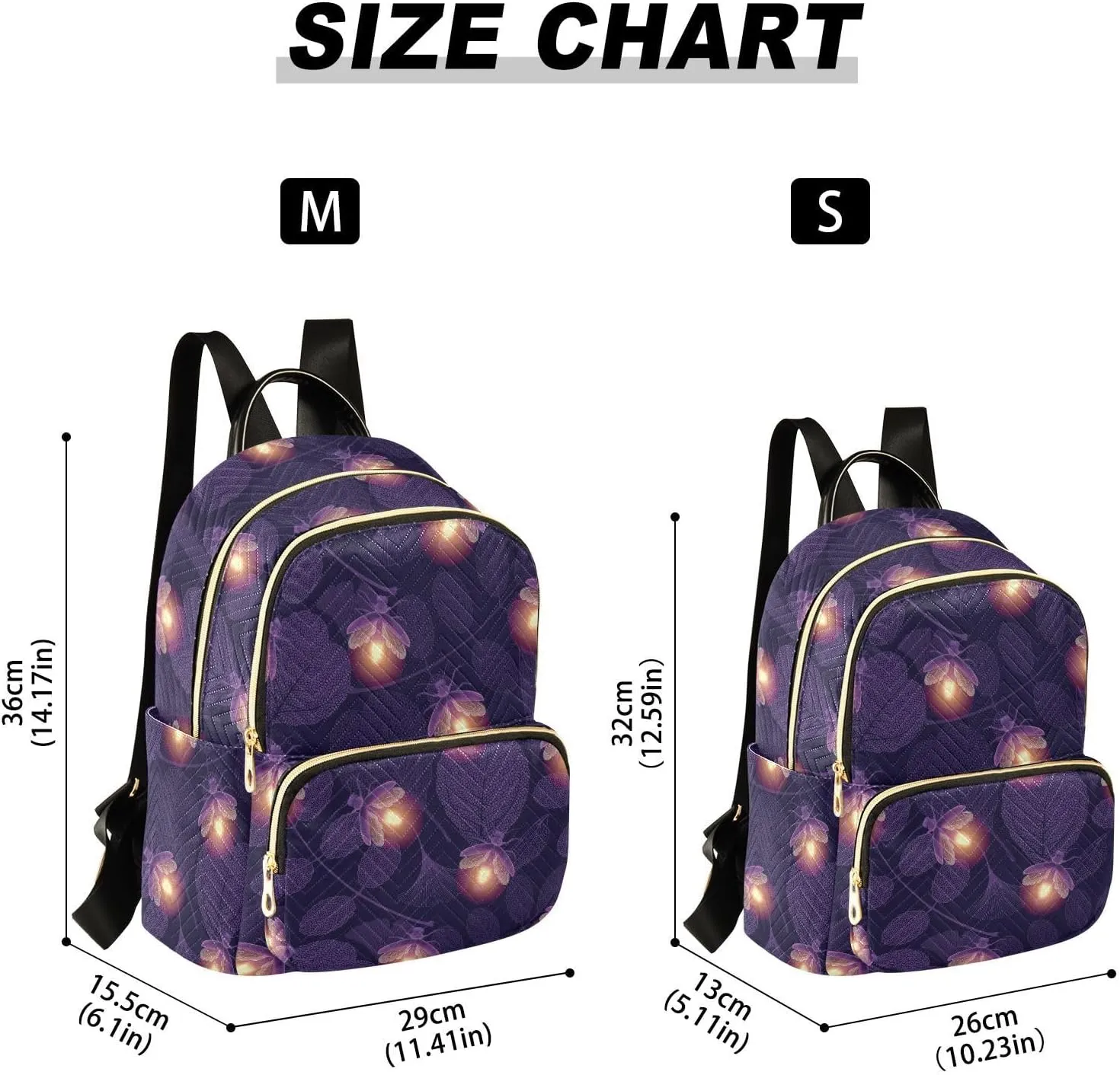 VIGTRO Women Fashion Backpack Quilted Mini Purse Firefly Beetle Leaves, Lightweight Travel Casual Shoulder Backpack with Adjustable Straps Size S