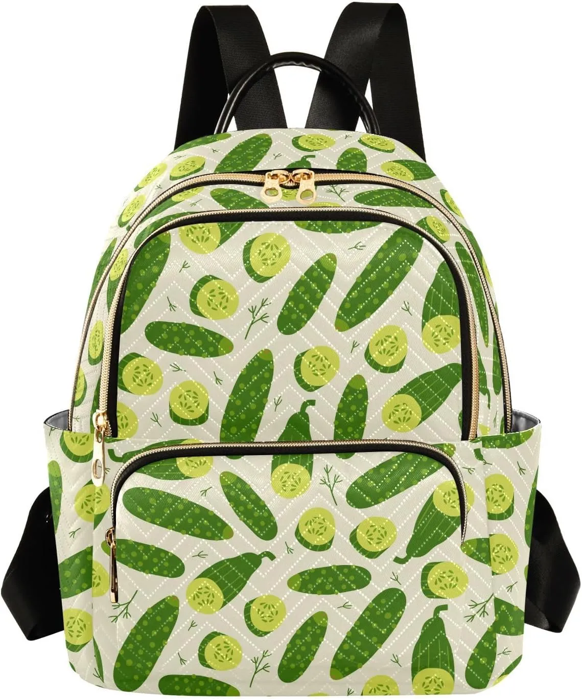 VIGTRO Women Fashion Backpack Quilted Mini Purse Fresh Cucumber Vegetables, Lightweight Travel Casual Shoulder Backpack with Adjustable Straps Size S