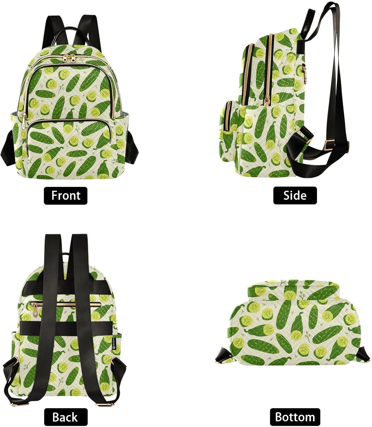 VIGTRO Women Fashion Backpack Quilted Mini Purse Fresh Cucumber Vegetables, Lightweight Travel Casual Shoulder Backpack with Adjustable Straps Size S