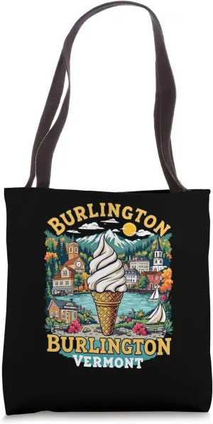 Vintage Burlington Vermont Sunset Skyline Cityscape Retro Tote Bag