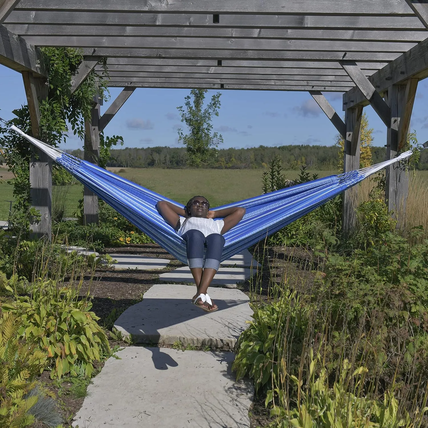 Vivere Latin Hammock Collection – Vibrant 100% Cotton Double Hammock, Supports 2 Adults - 450 lb Capacity
