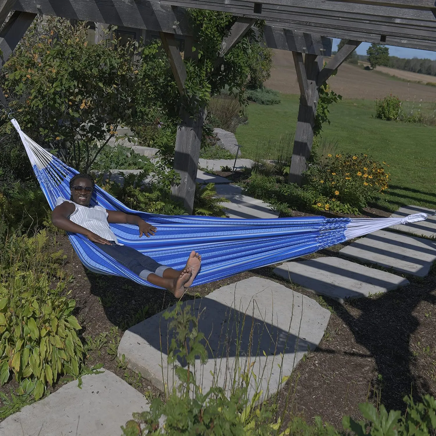 Vivere Latin Hammock Collection – Vibrant 100% Cotton Double Hammock, Supports 2 Adults - 450 lb Capacity