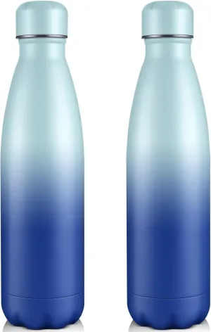 Volhoply 25oz Insulated Water Bottles 1/2/4 Pack, Double Wall Stainless Steel Vacuum Flask Keeps Cold 24H & Hot 12H, BPA Free Leakproof Bottle (Green Blue,2 Pack)