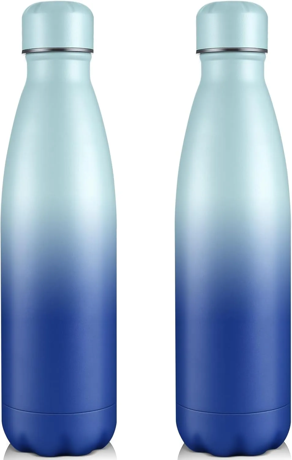 Volhoply 25oz Insulated Water Bottles 1/2/4 Pack, Double Wall Stainless Steel Vacuum Flask Keeps Cold 24H & Hot 12H, BPA Free Leakproof Bottle (Green Blue,2 Pack)
