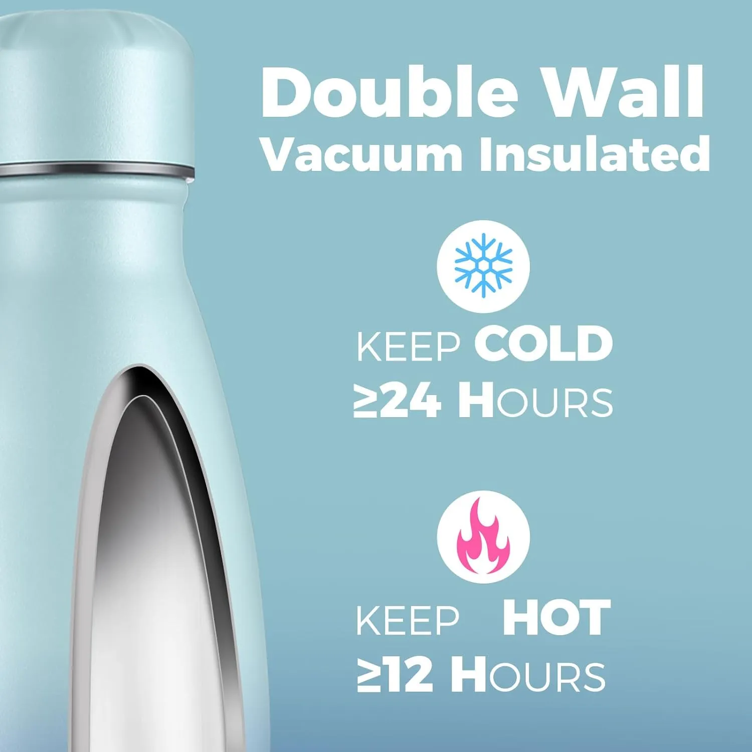 Volhoply 25oz Insulated Water Bottles 1/2/4 Pack, Double Wall Stainless Steel Vacuum Flask Keeps Cold 24H & Hot 12H, BPA Free Leakproof Bottle (Green Blue,2 Pack)