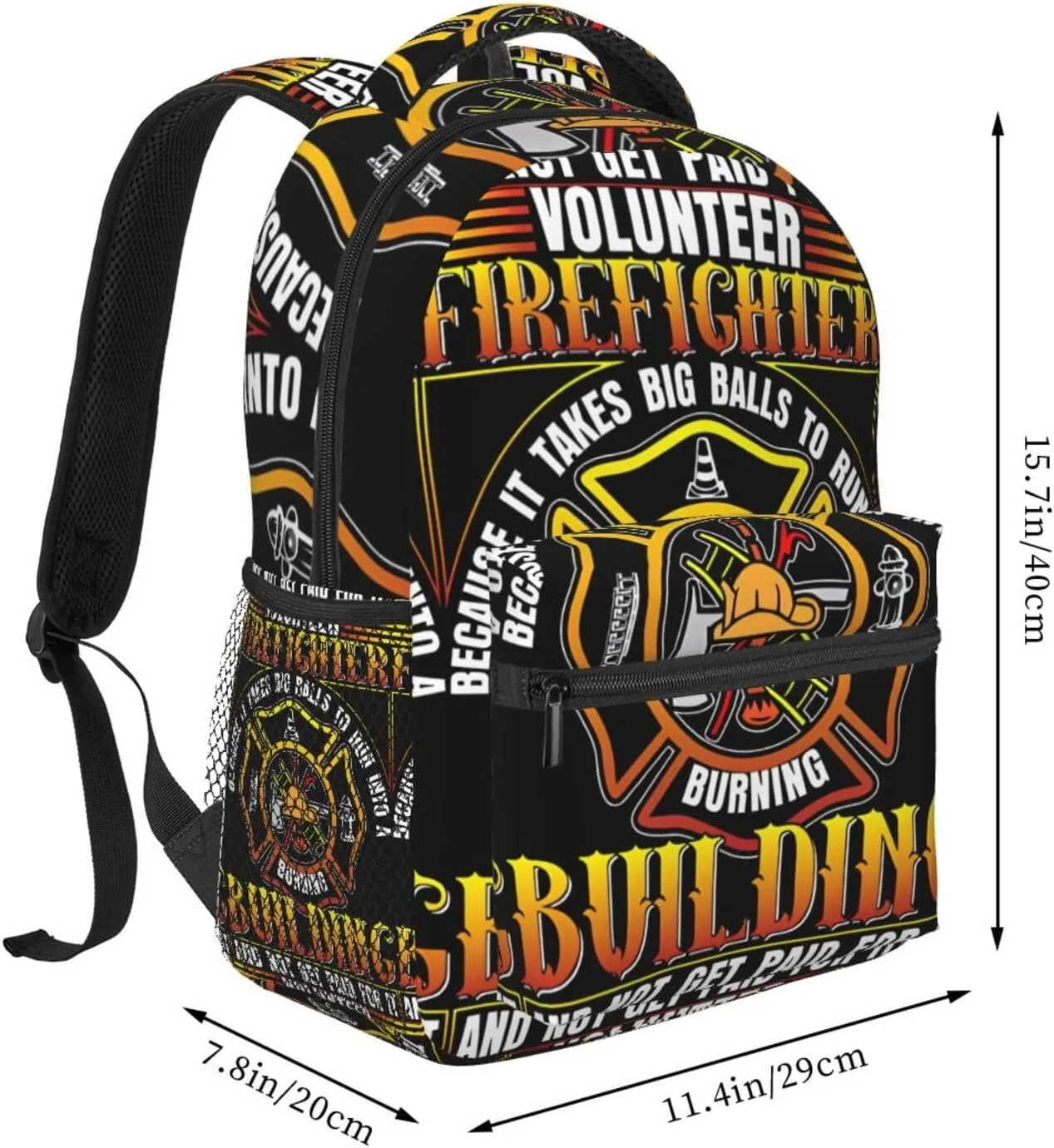 Volunteer Firefighter Building Backpack Casual Laptop Backpack Lightweight Double Shoulder Bag Travel Daypack For Women Men