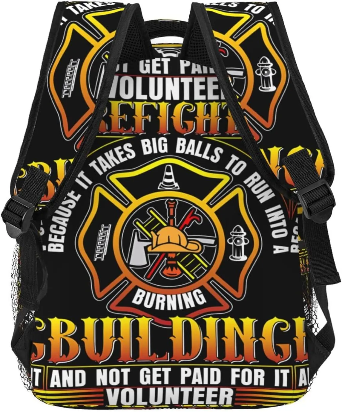 Volunteer Firefighter Building Backpack Casual Laptop Backpack Lightweight Double Shoulder Bag Travel Daypack For Women Men