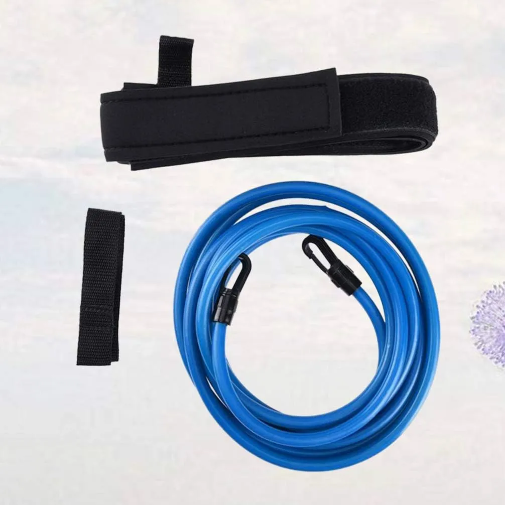 Wakauto Swim Training Belt, 4M Swim Resistance Tether, Swim Harness Stationary Static Band Bungee Swim Cords (2/3/4 Meter)