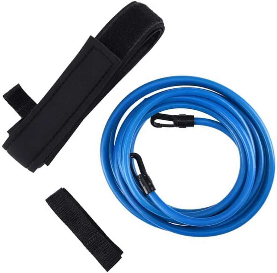 Wakauto Swim Training Belt, 4M Swim Resistance Tether, Swim Harness Stationary Static Band Bungee Swim Cords (2/3/4 Meter)