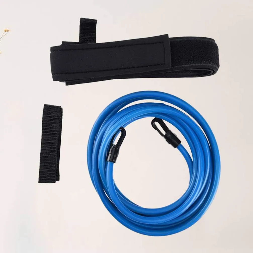 Wakauto Swim Training Belt, 4M Swim Resistance Tether, Swim Harness Stationary Static Band Bungee Swim Cords (2/3/4 Meter)