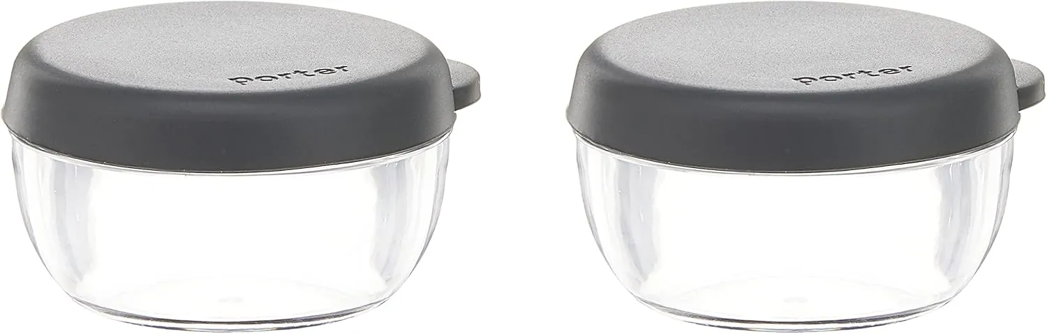 W&P Porter Dressing Container w/ Lid |Charcoal 1.5 Ounces (Pack of 2) | Leak & Spill Proof, Salad Dressing, Salt, Toppings, Food Storage, Airtight, Microwave and Dishwasher Safe, BPA-Free, (WP-PDR-CH)
