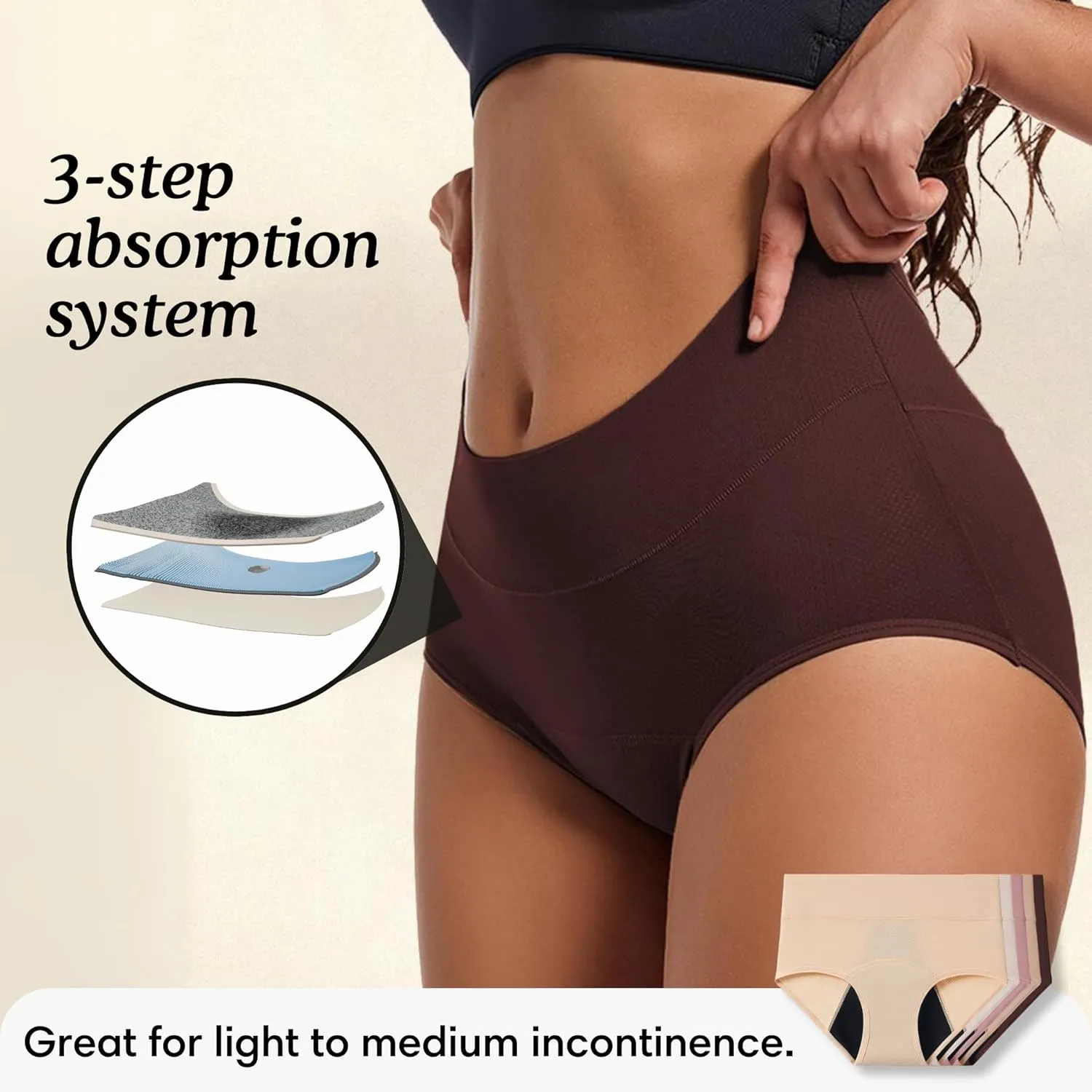 Washable & Reusable Incontinence Underwear for Women Over 60 - Leakproof, Discreet, Absorbent, Machine-Washable Panties (Comfort Plus, 3XL, Pack of 5)