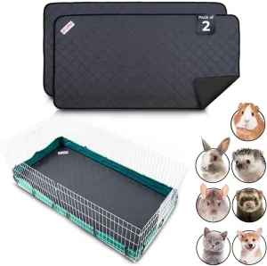 Washable Rabbit & Guinea Pig Cage Liners for Midwest, 24"x47", 2 PCS, Easy to Clean Unlike Fleece, Absorbent & Waterproof Guinea Pig Bedding and Non-Slip Pee Pads & Rabbit Floor Mats
